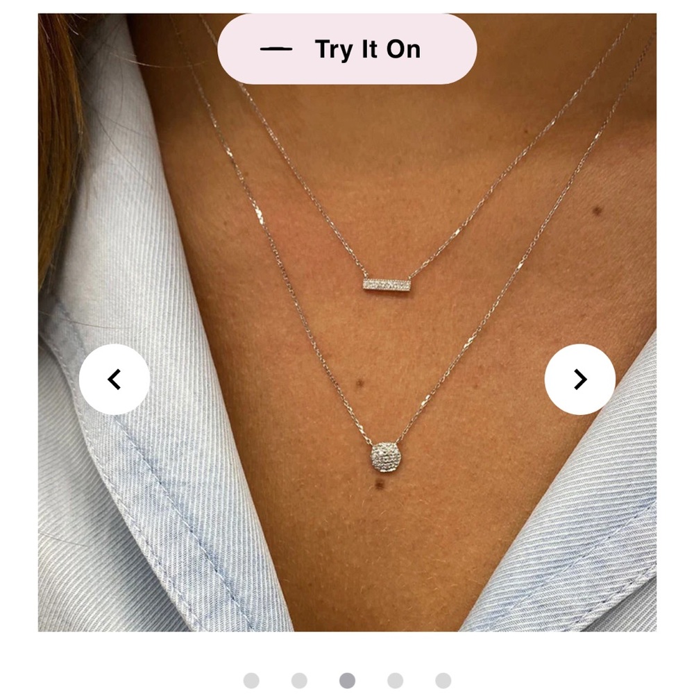 Dana Rebecca White Gold Mini Disk Diamond Necklace Gem